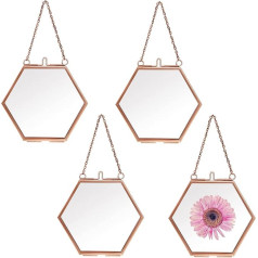 SUMNACON komplekts no 4 Rose Gold stikla attēlu rāmji Hanging Artwork Home Decor Mini sienas attēlu rāmis ornaments Dekoratīvie foto rāmis sānu garums 1,75 collu