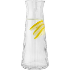 TREND FOR HOME Lyra Luminous stikla karafe 1000 ml stikla karafe ar rievotām ribām Ūdens karafe caurspīdīga stikla karafe ūdenim Vīns 1 litra dekanteris Ziedu vāze Stikla vāze ziediem Lyra Luminous caurspīdīga