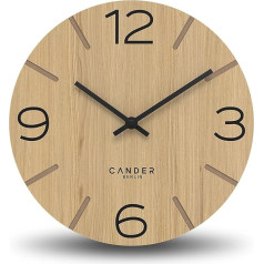 Cander Berlin MNU 2730 I Sienas pulkstenis Wood Silent 30 cm Modern Oak Veneer Vintage No Ticking Dzīvojamā istaba Birojs Virtuve Analogs