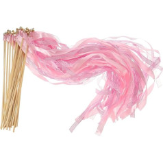 PATIKIL Schleife Sticks Feenstäbe 25 Pack Spitze Seide Feenstab Wand Versand Luftschlangen für Hochzeit Party Geburtstag Urlaub Feiern Rosa