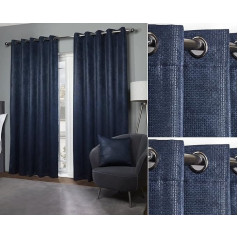 Emma Barclay Ambiance Eyelet aizkari 66 x 90 collu 100 % poliestera tumši zils Navy Blue