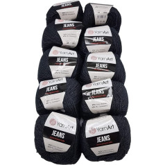 Ilkadim - YarnArt 10 x 50 g vilnas adāmadatas YarnArt Jeans Jeans Plain ar 55% kokvilnas, 500 g vilnas (antracīts 28)