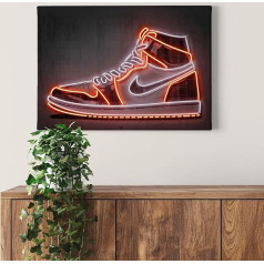 Audekls Picture Sneaker Art Print Black Red 70 x 50 cm Ainava formāta sienas apdare Teenager's Room Picture on Stretcher Frame