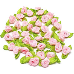 50 x 15 mm mini roze satīna lentes roze ziedu roze ziedu roze ziedu roze ziedu roze ziedu gaiši rozā krāsā