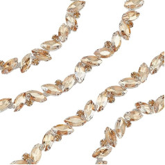 GORGECRAFT 1 Yard Rhinestone Lace Trim Chain Bling Decoration Elastīga šūšanas amatniecības Bridal Costume Embellishment Pearl Trim Rhinestone Cup Chains for Necklace Bags Wedding