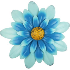 YiYa 33 cm Metal Flower Wall Decoration, Multilayer Flower Wall Art Decoration, Hanging for Balcony, Patio, Porch, Bedroom, Living Room, Garden, Office (Blue)