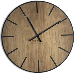 FLEXISTYLE EKO Liels sienas pulkstenis bez tikšķināšanas trokšņiem Wood Art Black 60 cm Dzīvojamā istaba Guļamistaba Ražots ES