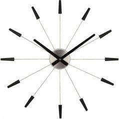 NeXtime Plug Inn Wanduhr, Edelstahl, melns, 58cm