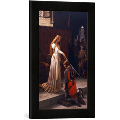 Edmund Blair Leighton The Knight's Strike Ierāmēta mākslas darbu reprodukcija augstas kvalitātes ar rokām darinātā rāmī 30 x 40 cm Matt Black