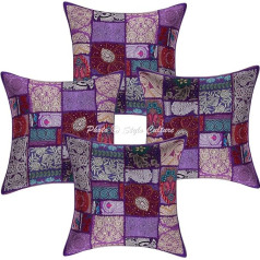 Stylo kultūra Kokvilnas dekoratīvie spilveni dīvāna spilvenu pārvalki Indijas 40 x 40 cm Violeta Tradicionālā 16 x 16 Vintage Patchwork Bohēmas mājas dekori Ziedi Abstraktā kvadrātveida spilvenu pārvalku komplekts no 4