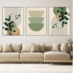 WZXGHE Abstraktā bilde, Estētiska zaļo augu bildes, Bohēmisks plakātu komplekts, Modern Green Plant Pattern Wall Pictures, Dzīvojamā istaba, Guļamistaba Dekoratīvie plakāti, bez rāmja (A, 3 x 40 x 60 cm)