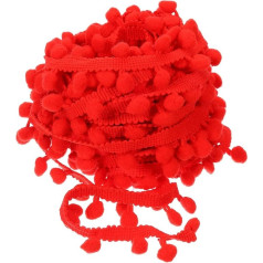 uxcell Fransenborte, 9,1 m, Pompom-Ball, Nähzubehör, Basteln, für Zuhause, Vorhang, Kleidung, Kissen, Dekoration (8 mm, rot)