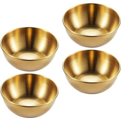 DOITOOL 4 x Stainless Steel Sauce Bowls, Mini Bowls, Round Spice Bowls, Sushi Dip Bowls, Ramekins, Saucers, Bowls, Mini Appetizer Plates, Gold