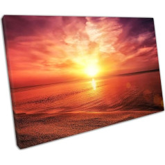 Kunstdruck auf Leinwand, Strand-Sonnenuntergang, fertig zum Aufhängen, für Zuhause, Büro, Dekoration