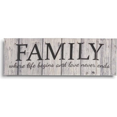 Inkdotpot Stretched Canvas Quotes Wall Art Decor, Family, Wo Das Leben Beginnt und Die Liebe niemals Enddet Wall Decor, 8 x 24 cm, Rustic Wall Art Sign, Farmhouse Decor, Faux Plaque Sign