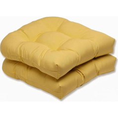 Pillow Perfect Sitzkissen aus Korbgeflecht, für drinnen und draußen, mit Sunbrella-Stoff, Butterblumen-Stoff, 48,3 cm L x 48,3 cm B x 12,7 cm D