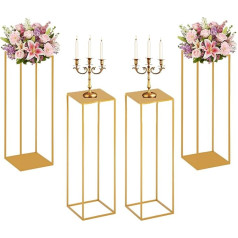 ybaymy 4 Pieces Gold Vases for Wedding Centerpieces 80cm Tall Wedding Table Centerpieces Flower Stand Metal Column Vases for Weddings Birthday Party Living Room Home Decoration