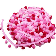 Operitacx 5 aizkari Rozā kokvilnas apdares Rainbow Pom Pom Trim Bead Garland robežas aizkaru malas Rainbow Ball Trim Ball Trim White Edge Wreath Tassel Ball Bobble Bow