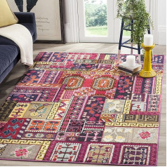 SAFAVIEH Boho Chic tepiķis viesistabai, istabai, istabiņai un dzīvoklim - Monaco Collection, Kurzer Flor, rozā un multi, 122 X 170 cm