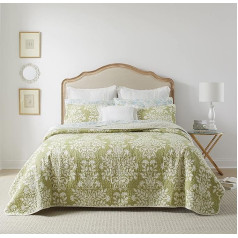 Laura Ashley Home Rowland Collection Steppdecken-Set, 100% Baumwolle, wendbar, Ganzjahres-Bettwäsche mit passenden Kissenbezügen, vorgewaschen für zusätzlichen Komfort, Kingsize, Salbei