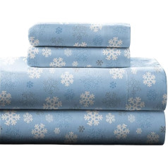 pointehaven Hohe Gewicht Gedruckt Flanell 100 Prozent Baumwolle Blatt Set, Flanell, Snow Flakes, Queen