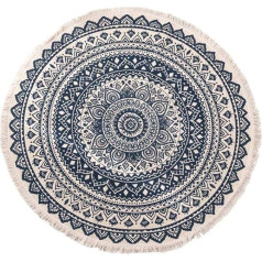 Area Rug Round 120cm Cotton Bohemian Circle Doormat Rugs Washable Non-Slip Indoor Living Room Bedroom Kids Playroom (A) with Tassels