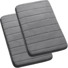 PiccoCasa Memory Foam Bath Mat 2 Pack 17 x 24 collu neslīdošs samta absorbē ūdeni vannas istabas vannas istabā virtuves mīksts paklājs pelēks