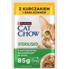 Purina cat chow sterilizēta vistas un baklažānu barība - mitrā kaķu barība - 4x85g