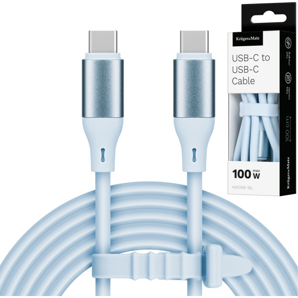 C tipo USB - C tipo USB 1 m ilgio silikoninis laidas mėlynas Kruger&Matz Basic