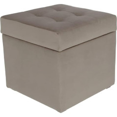 Postergaleria Ottoman, Soft Seat, Hinged with Storage Space (50 l), Withstands up to 100 kg, Velour - Stool for Living Room, Bedroom, Hallway, 45 x 45 cm, Beige