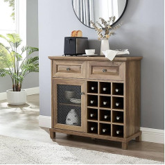 Home Source Recycled Barnwood Small Bar Cabinet with Mesh Door