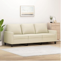 CIADAZ 3 Seater Sofa Cream 180 cm Faux Leather, Sofas & Couches, Sofa Living Room, Sofa for Teenager's Room, Relaxing Sofa, Sofa for Bedroom, Upholstered Sofa 359143