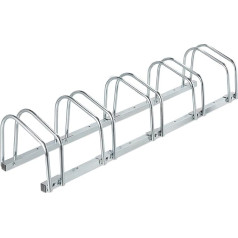 Relaxdays Bicycle Stand Floor for 5 Wheels up to 60 mm Tyre Width Metal Garage Bicycle Stand Silver