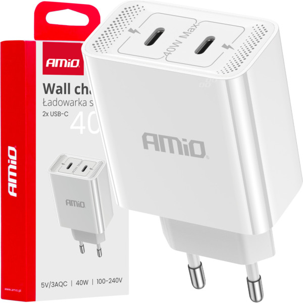 Tīkla lādētājs 230v 2x usb-c 40w -03892