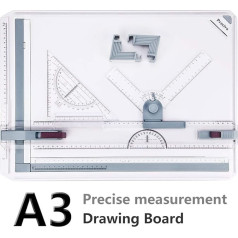 A3 zīmēšanas tāfele, Preciva A3 zīmēšanas tāfele DIN A3 zīmēšanas galds ar piederumiem 51 x 36,5 CM A3 zīmēšanas tāfele metriskā sistēmā