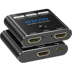 Rofavezco 8K HDMI 2.1 slēdzis 4K 120Hz 2x1 CEC ARC HDCP2.3 VRR 48Gbps HDR10 HDMI 2.1 slēdzis 2 ievadi 1 izeja 8K 60Hz D-olby Vision Atmos Atbalsta visas izšķirtspējas SW21H21