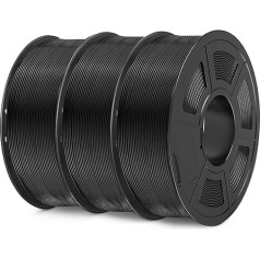 SUNLU PETG 3D 3D printera pavediens, tīri ietīts, 1,75 mm PETG 3D pavediens, laba triecienizturība, PETG 3D printera pavediens, izmēru precizitāte +/- 0,02 mm, 1 kg vienā spolē, iepakojumā 3 gabali, melns + melns