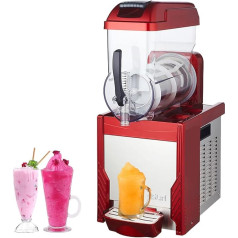 KJZQQXYX Slush Frozen Ice Drink Slush Machine, 15L Getränkespender, elektrischer Crushed Ice Maker, eingebauter Rührer, Eistee-Fruchtsaftspender für zu Hause (Red)