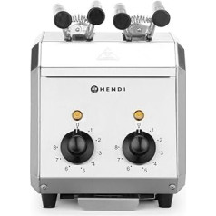 HENDI Sandwichtoaster, Sandwich, Gehäuse aus Edelstahl, Timer mit Alarm, einstellbarr auf maksimal 8 Minuten, Abnehmbares Krümelfach, 230V, 1200W, 200x300x(H)223mm, Edelstahl