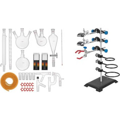 VEVOR 1000 ml destilācijas ierīces laboratorijas un laboratorijas statīvs 60 cm laboratorijas statīva komplekts, laboratorijas statīva kronšteini, laboratorijas statīva kronšteini, laboratorijas atbalsts, nerūsējošā tērauda un čuguna statīv