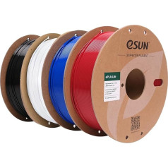 eSUN PLA Filament 1.75mm, Modifiziertes 3D Drucker Filament PLA, Maßgenauigkeit +/- 0.03mm, 1KG pro Spule, 4 Spulen 3D Druck Filament für 3D Drucker, Feuerrot+Blau+Kaltes Weiß+Schwarz