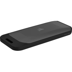 Corsair EX100U 4TB portatīvais USB C tipa datu glabāšanas disks - īpaši ātrs jebkuram PC/Mac/konsolei, Gen2 x2, Plug and Play, komplektā iekļauti USB C tipa un A tipa USB kabeļi - melns