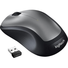 Logitech M310 bezvadu pele, 2,4 GHz savienojums, izmantojot USB nano-uztvērēju, 18 mēnešu akumulatora darbības laiks, 3 pogas, PC / Mac - sudraba krāsā