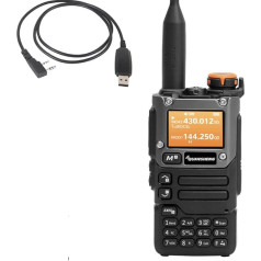 UV-K5 Pārnēsājams divjoslu divvirzienu radio (VHF/UHF) 5W FM Walkie Talkies izeja NOAA Weather Warning W/USB programmēšanas kabelis