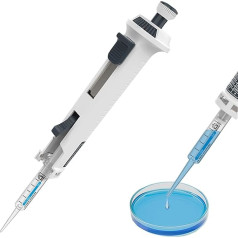 OuEUT Nepārtrauktās dozēšanas pipetes laboratorijām, regulējami soļi šķidrumu apstrādei, ietilpība 0,5-50 ml