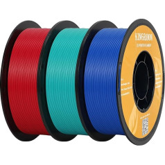 Kingroon PLA filaments 3D printerim, 1.75mm PLA, Filaments PLA, 3D printera filaments, izmēru precizitāte +/- 0.03mm, 3kg spole (3kg), 1.75mm, sarkans + zils + zaļš PLA