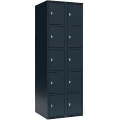 kaiserkraft | Schließfachschrank Fydor | 5 Fächer | grau | B 600 mm | 2 Abteile | flache Dachform | Vorhängeschloss