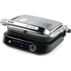 DOMO Genius Electric Contact Grill Non-Stick Coating with Display Stainless Steel Black