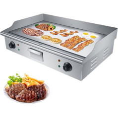 Kommerzieller elektrischer Arbeitsplatten-Grill, flacher Grill, Kochplatte, 4400 W Teppanyaki-Edelstahlgrill mit doppelter Temperaturregelung 50-300 °C