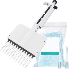 SNBGRYE Labor-Mikropipette (0.5ul-300ul), Manuell Einstellbare Mehrkanal-Probenahmepipette, Pipettenkopf Um 360 ° Drehbar, Digitale Volumenanzeige, Laborwerkzeuge,12channel-5-50μl